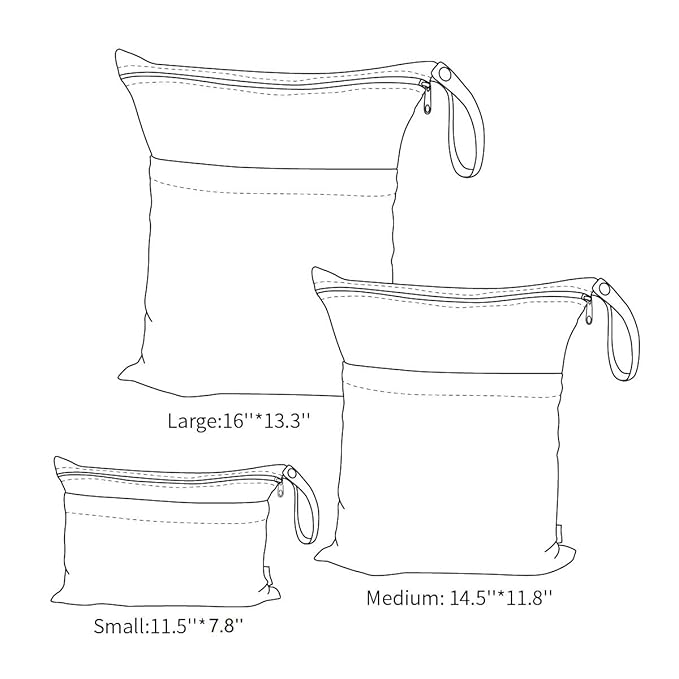ALVABABY 3pcs Baby Cloth Diaper Wet Dry Bags Waterproof Reusable - Image 2