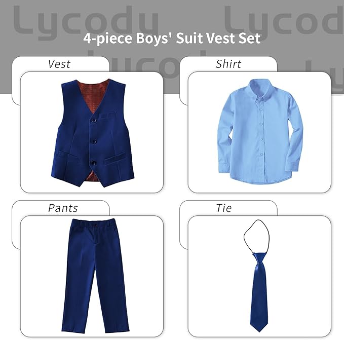 Boys Vest Set Formal Dress Suits Wedding Outfit Dresswear - Image 2