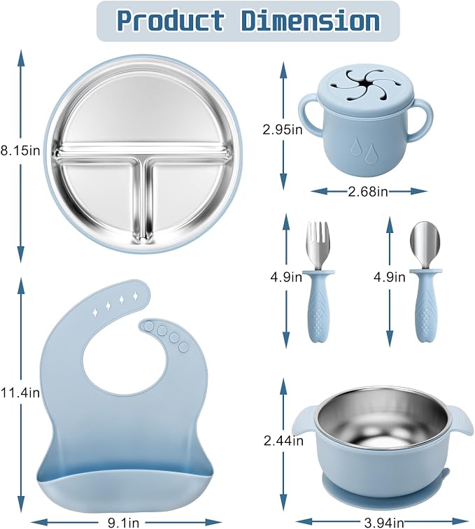 Stainless Steel Kids Plates and Bowls Set - Image 2