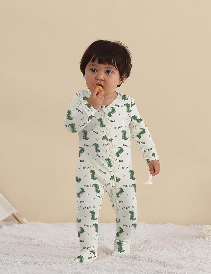 Jimonda Baby Girls Boys Footed Pajamas, Rayon From Bamboo, 2 Way Zipper Long - Image 5