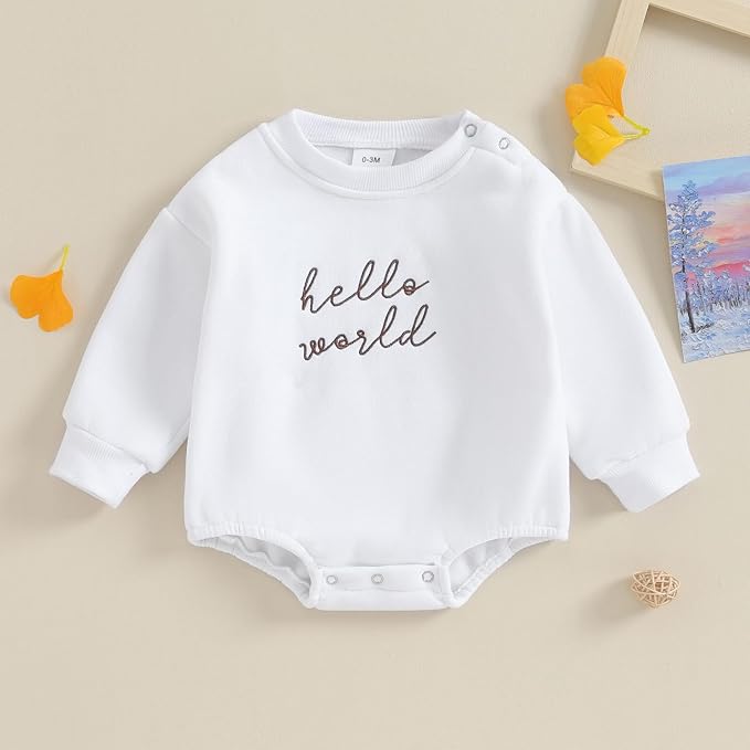 VISGOGO Newborn Infant Baby Boy Girls Oversized Romper Little Dude Sweater - Image 3