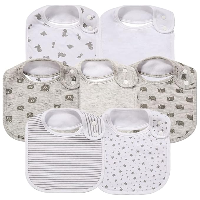 7 Pack Baby Cotton Absorbent Bibs by Gelisite