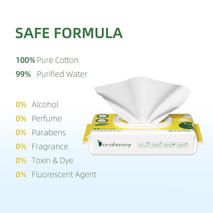 100% USA Cotton Baby Wipes for Sensitive Skin, 99% Purified Water Unscented Wet - Image 3