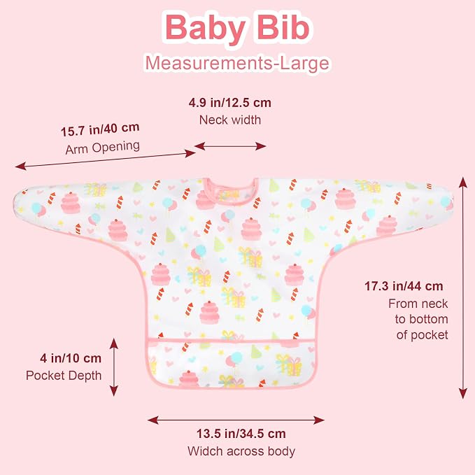 Accmor 5 Pack Long Sleeve Bibs, Baby Smock Waterproof Sleeved Bib Smock - Image 7