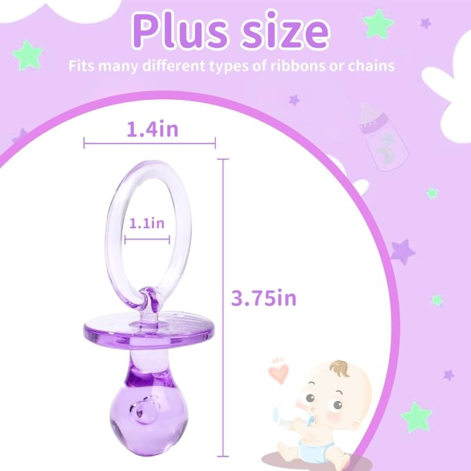 72 Pcs Baby Shower Pacifiers, 2.75’’ Plastic Pacifiers - Image 2