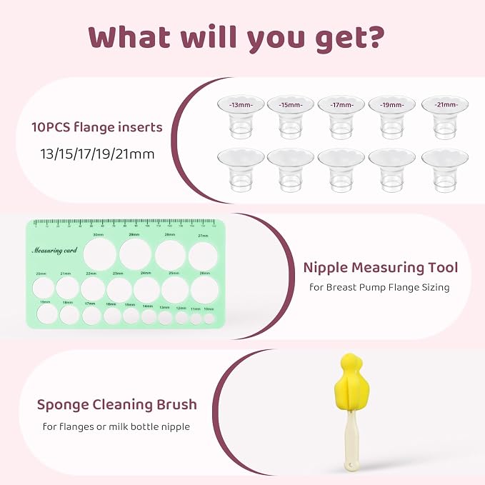Flange Sizing Kit 3 in 1 with 10PCS Flange Inserts 13/15/17/19/21mm, Silicone - Image 2