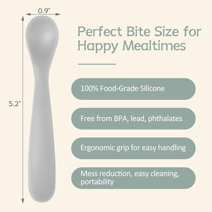 Silicone Baby Spoons Self Feeding 6+ Months, 6 Pack First Stage Baby Led - Image 2