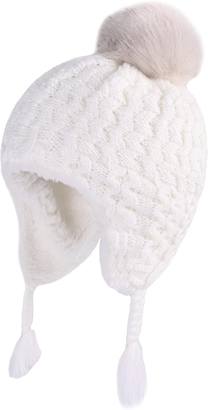 LANGZHEN Toddler Kids Infant Winter Hat, Earflap Knit Warm Cap Fleece Lined by LANGZHEN