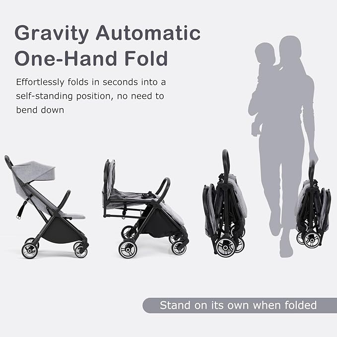 INFANS Ultra-Compact Fold Airplane Ready Travel Stroller, One-Hand Gravity Fold - Image 3