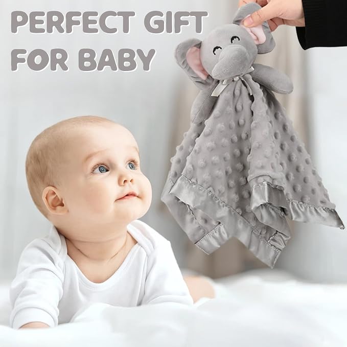 Pro Goleem Elephant Security Blanket, Soft Lovey Unisex Lovie Baby Gifts - Image 3