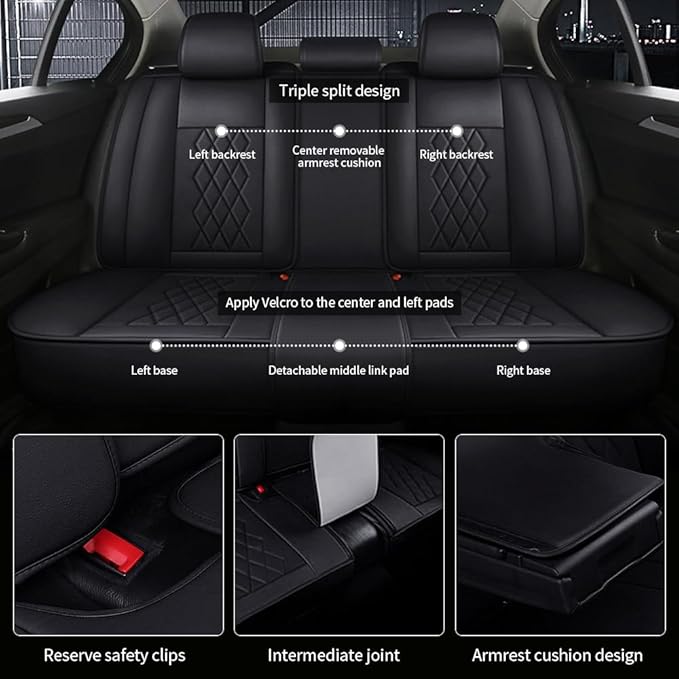 Leather Car Seat Covers for Volkswagen Atlas 2019-2023 Waterproof, Breathable - Image 3