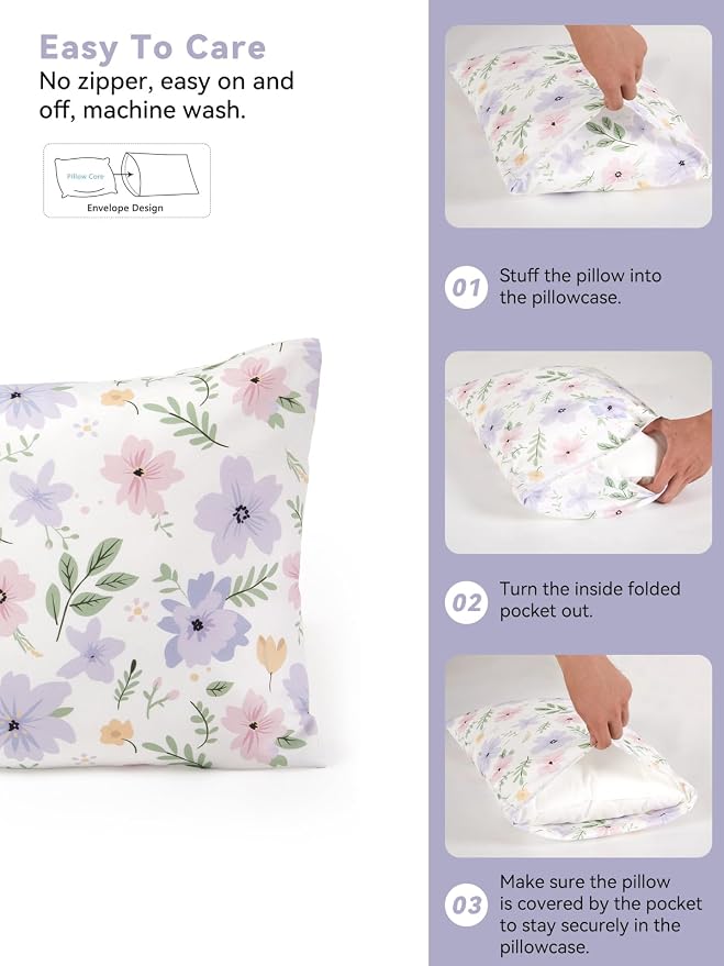 TILLYOU Toddler Pillowcases 13 x 18 Travel Pillow Case 2 Pack, Kids Pillowcases - Image 4