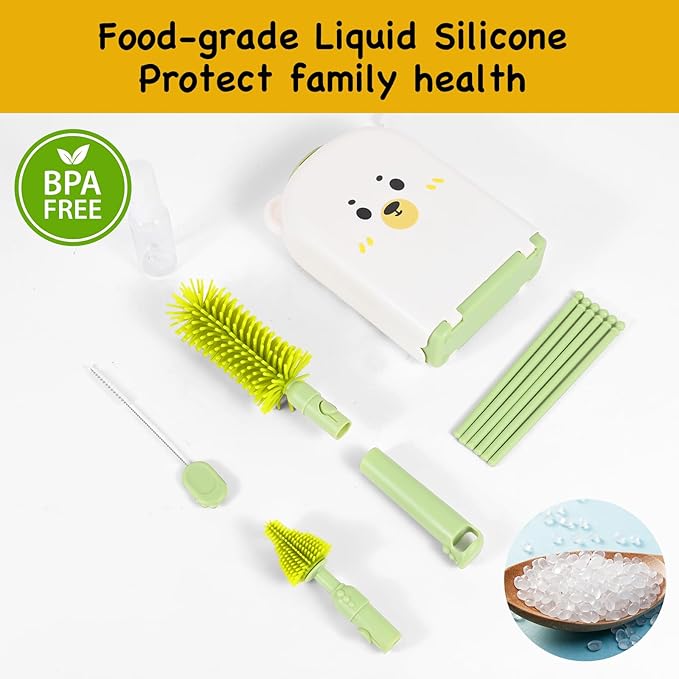 Portable Baby Bottle Brush Set, 7-in-1 Travel Baby Bottle Cleaning Kit - Image 5