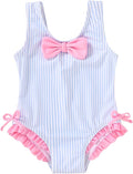 YOUNGER TREE Toddler Swimsuit Girl Cute Stripe One-Piece Ruffle Swimwear Baby by YOUNGERTREE