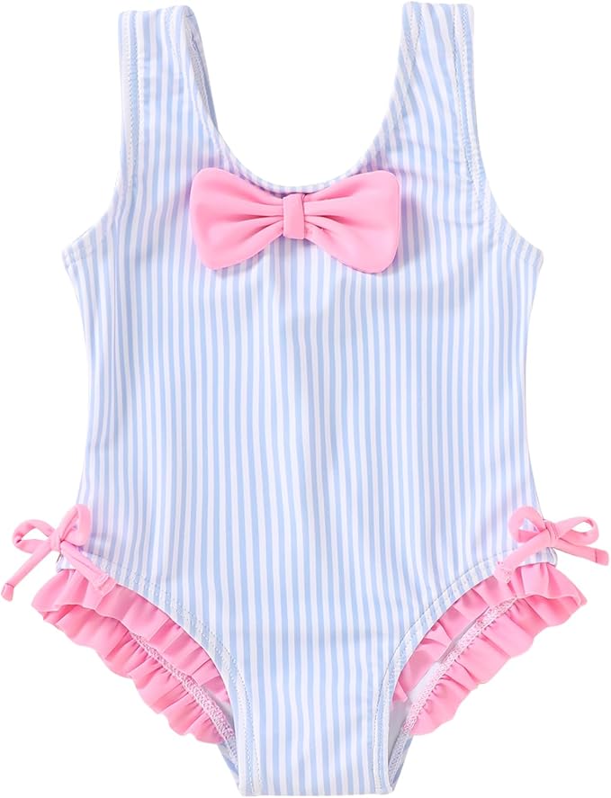 YOUNGER TREE Toddler Swimsuit Girl Cute Stripe One-Piece Ruffle Swimwear Baby by YOUNGERTREE