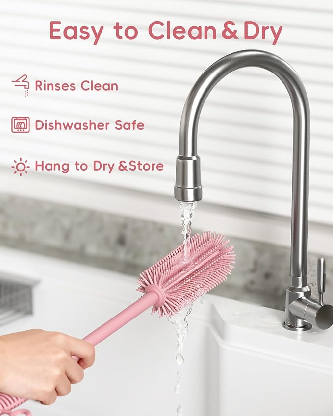 Baby Bottle Brush and Straw Cleaner Brush Set, Extra Long Double-Ended Soft - Image 3