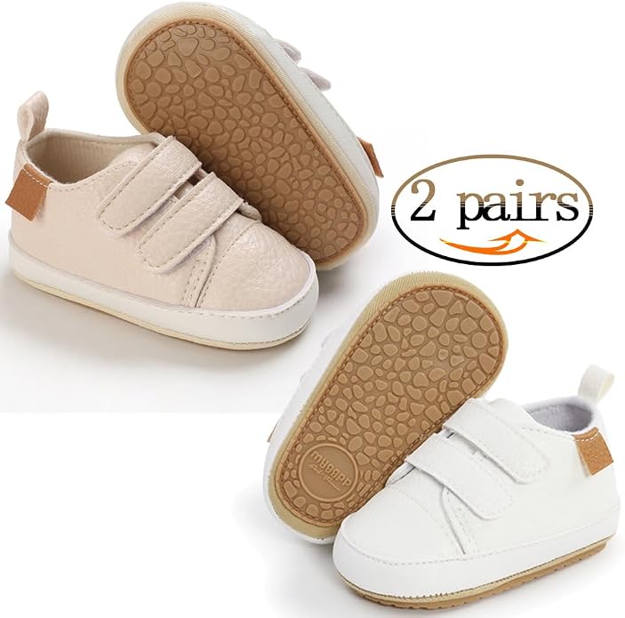 2Pairs Baby Shoes, Boys Girls Non-Slip Rubber Sole Sneakers, Unisex Infant Soft - Image 2