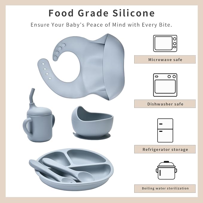 Baby Silicone Feeding Set, Baby Weaning Set, Baby Essentials, Includes Baby - Image 4