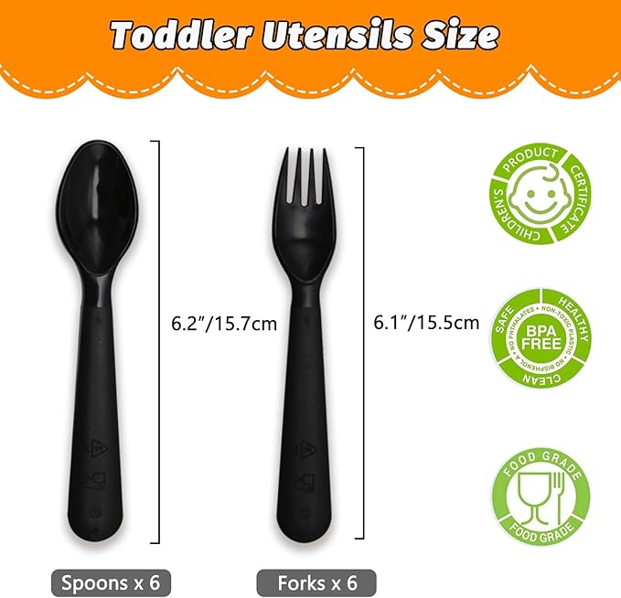 12 Pcs Kids Spoons and Forks Toddler Utensils Plastics Reusable Silverware Baby - Image 2