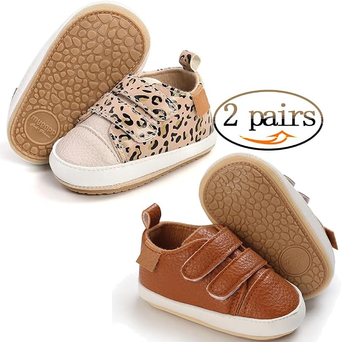 2Pairs Baby Shoes, Boys Girls Non-Slip Rubber Sole Sneakers, Unisex Infant Soft - Image 3