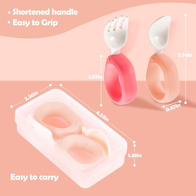 Baby Self Feeding Training Spoon and Fork Set - Image 7