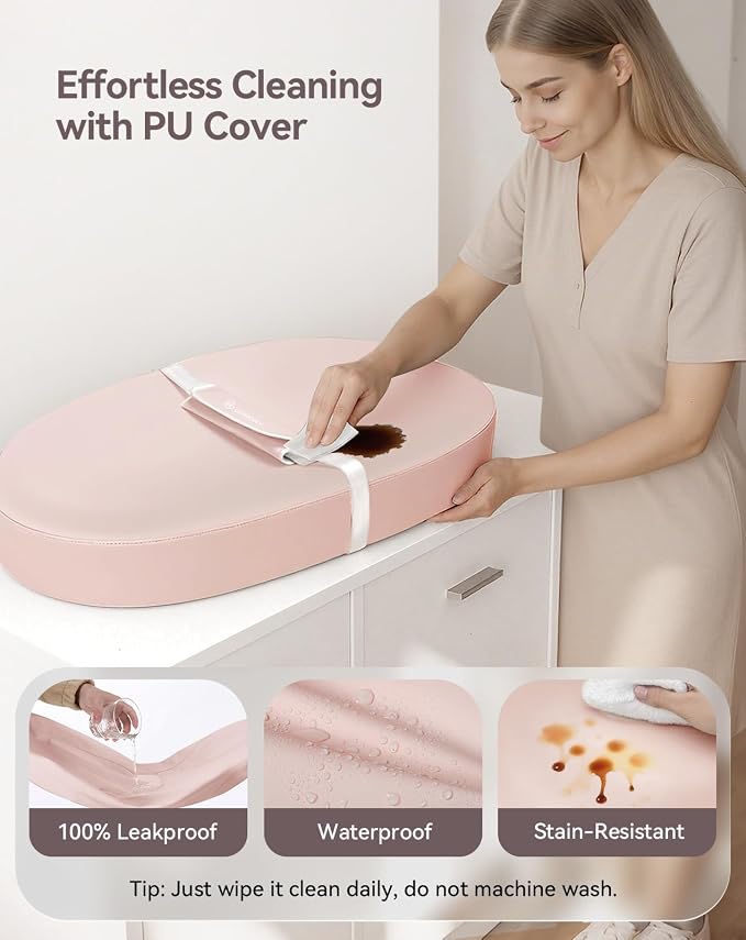 COMOMY Baby Changing Pad with Wipeable & Waterproof PU Cover, Contoured Diaper - Image 2