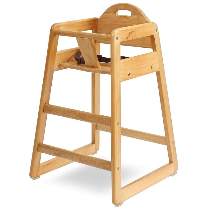 Wooden High Chair for Baby & Toddler – Restaurant-Style Stackable HighChair by LA+Baby+