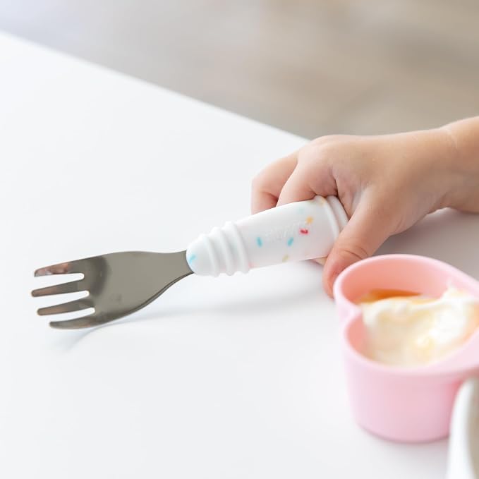 Bumkins Toddler Utensils, Kids Size Fork and Spoon Set, Silicone and - Image 2