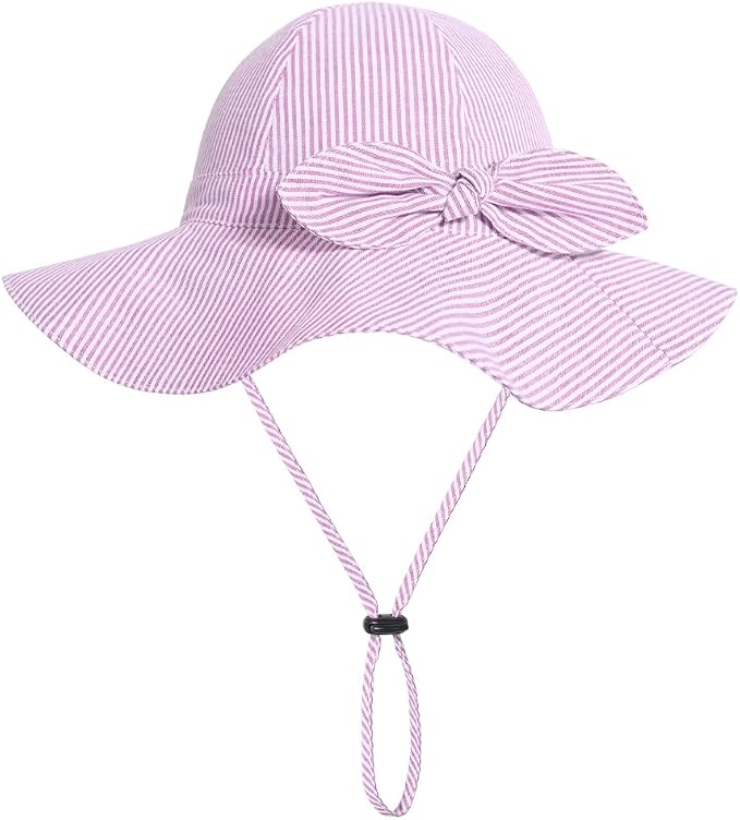 Baby Girl Sun Hat with UPF 50+ Outdoor Adjustable Beach Hat with Wide Brim by DANMY