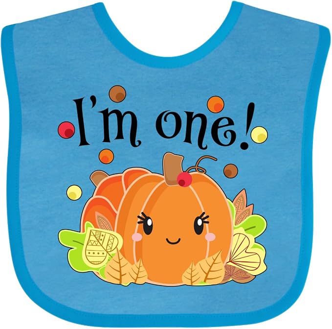 inktastic I'm One- Pumpkin Birthday Autumn Baby Bib by Inktastic