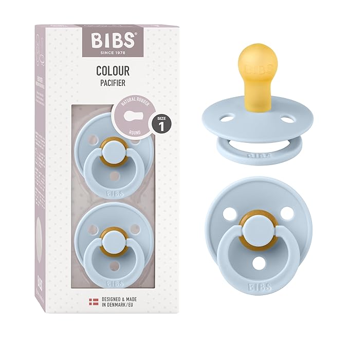 Bibs Pacifiers | Natural Rubber Baby Pacifier | Set of 2 BPA-Free Soothers | by BIBS