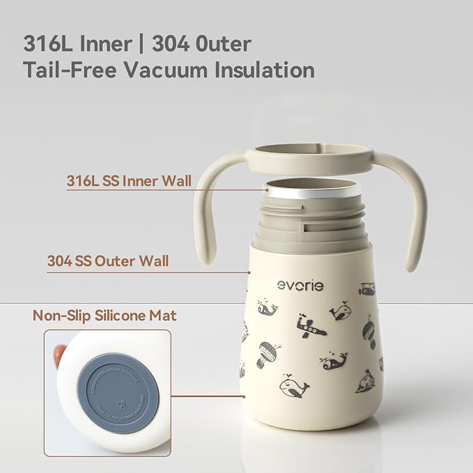Evorie Leak Proof Vacuum Insulated Water Bottle, 316L Stainless Steel Sippy Cup - Image 7