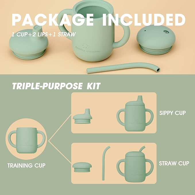 Cuddle Campus Sippy Cups 7OZ, Baby Cups, Shatterproof Silicone Straw Cup - Image 2