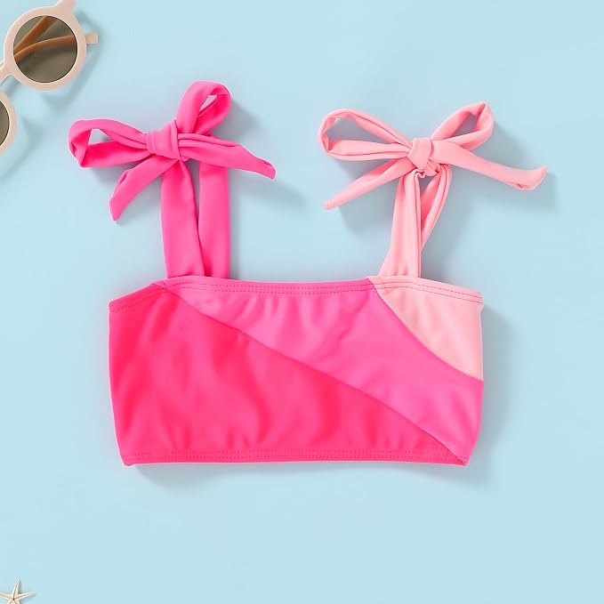 YOUNGER TREE Toddler Girls Two Pieces Swimsuit Color Block Stripe Swimwear - Image 3