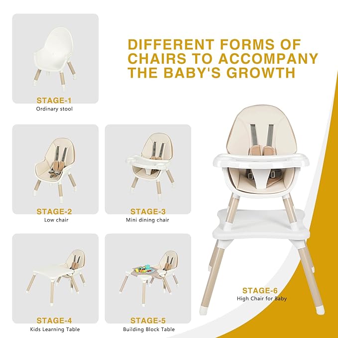 Gofirst 6 in 1 Baby High Chair, Convertible High Chairs - Image 5