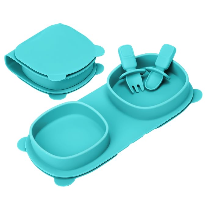 Silicone Foldable Novelty Dinner Plates, Suction Plates by YAHAA
