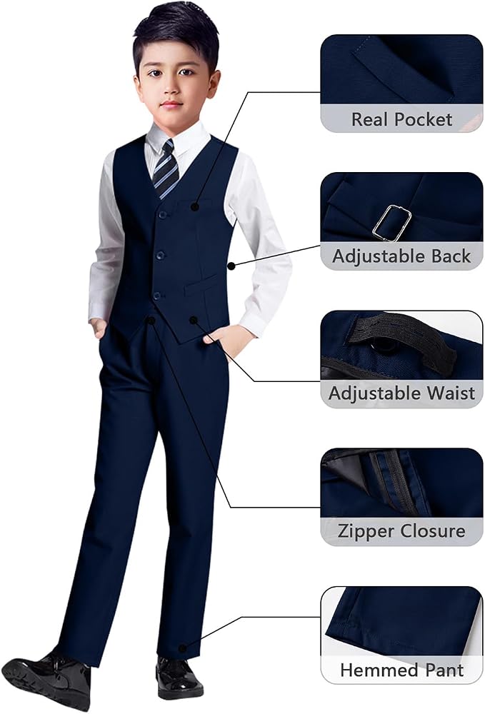 YuanLu Boys Suit for Kids Tuxedo Wedding Ring Bearer Outfit, 5 Piece Boy Slim - Image 3