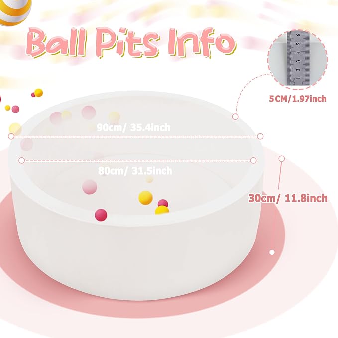 Foam Baby Ball Pit, 35.4"x 11.8" Ball Pits - Image 2