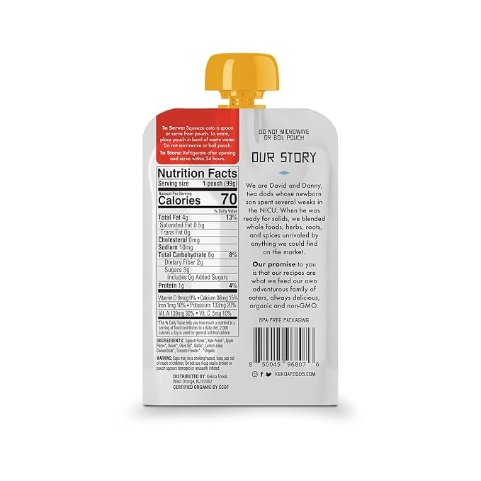 Kekoa Foods Squash & Kale with Turmeric Baby Food Purée | 100% USDA - Image 2