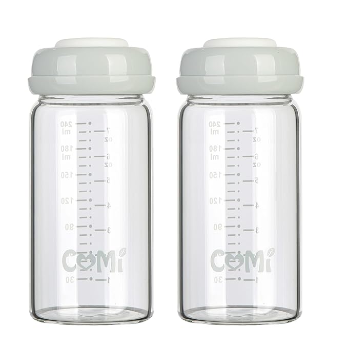 COMI Wide Neck Glass Breastmilk Collection n Storage Bottle, 8oz by COMI