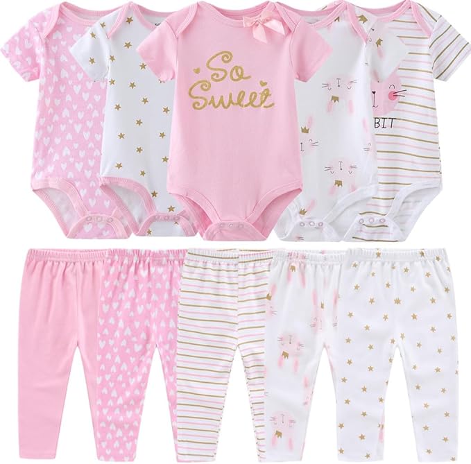 Baby Layette Set Baby Boys' 9-Piece Bodysuits Pants Set Toddler Girl Boy Unisex by Kiddiezoom
