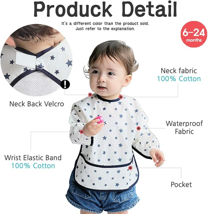 Long Sleeve Waterproof Bib for Toddlers – Feeding Smock for Baby Mealtime - Image 6