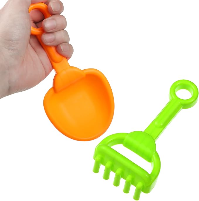 Skylety 8 Pieces Kids Beach Sand Shovels Colorful Plastic Rake Sand Sifter Toy - Image 5