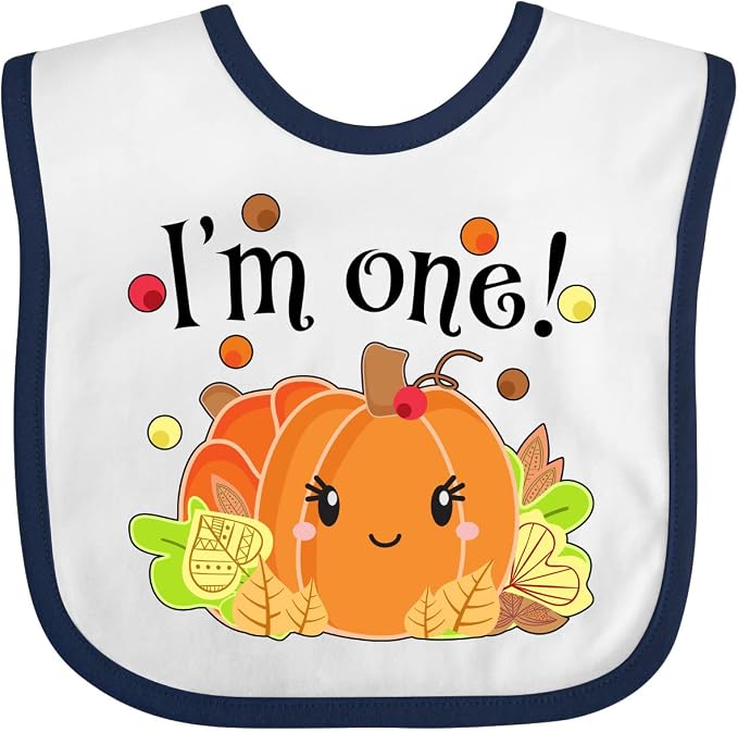 inktastic I'm One- Pumpkin Birthday Autumn Baby Bib by Inktastic