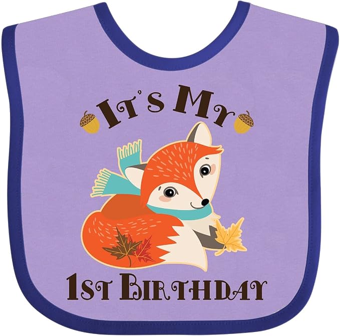 inktastic 1st Birthday Woodland Fox Baby Bib by Inktastic