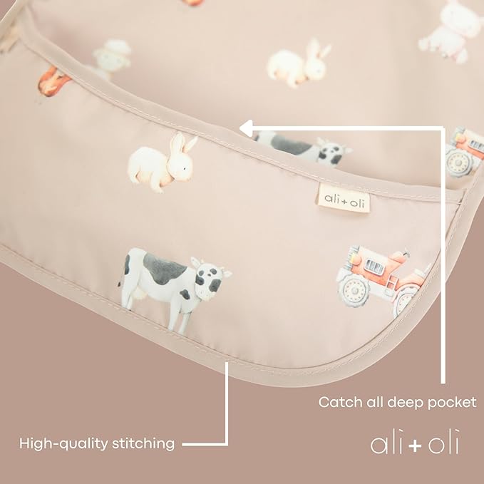 Ali+Oli Smock Bibs for Babies, BPA-Free Oeko-Tex Certified, Waterproof Baby - Image 5