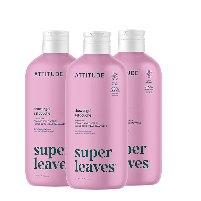 ATTITUDE Body Wash, EWG Verified Shower Gel, Dermatologically Tested, Plant and by ATTITUDE