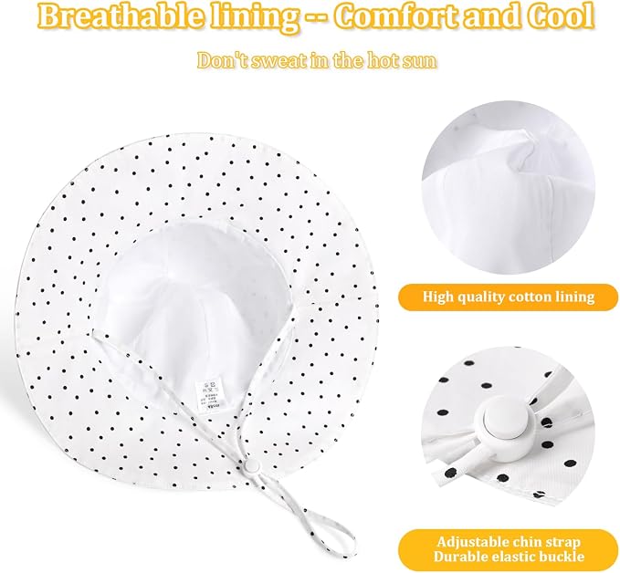 Baby Girl Sun Hat with UPF 50+ Outdoor Adjustable Beach Hat with Wide Brim - Image 4