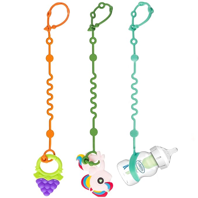 Toy Straps for Baby, Adjustable Toy Holder for Stroller Accessories, Silicone by LittleHugs