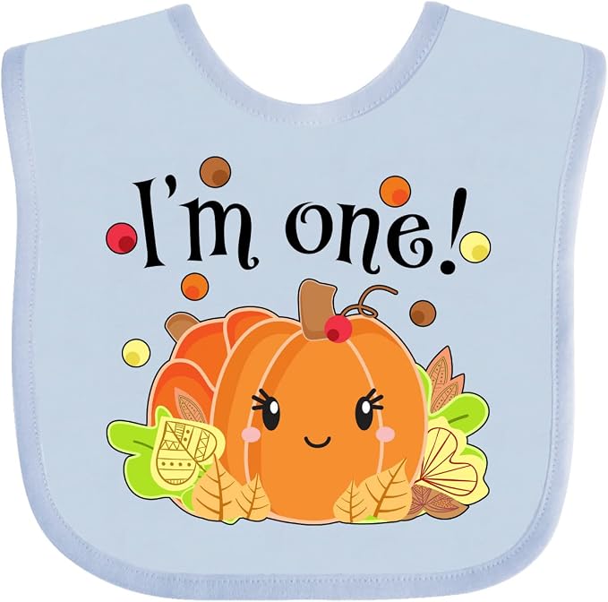 inktastic I'm One- Pumpkin Birthday Autumn Baby Bib by Inktastic